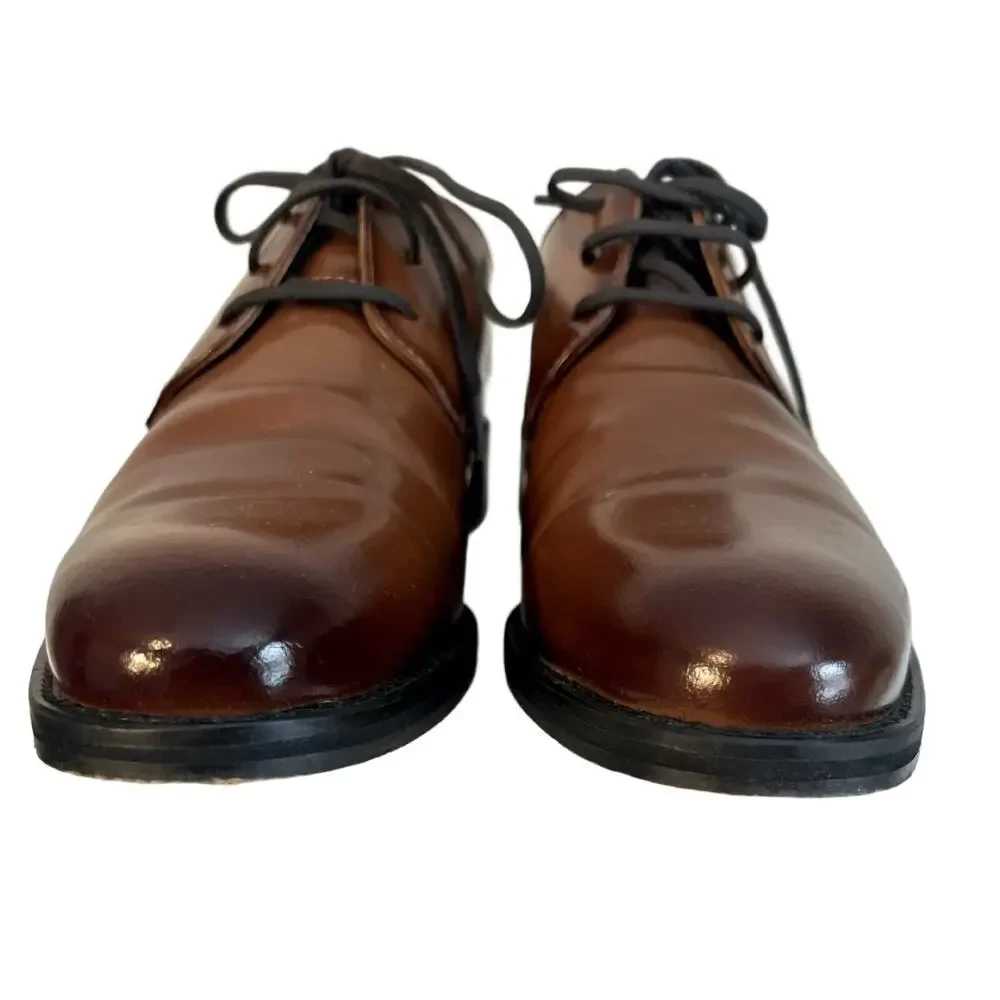 Express Shoes Mens Size 8 Brown Leather Upper Oxford Lace Up Lined Hipster